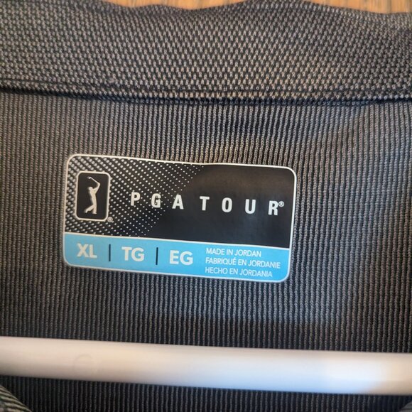 PGA Tour Golf Athletic Fit Polo Short Sleeve Shirt Gray/Black Men's SIze XL - Picture 2 of 4